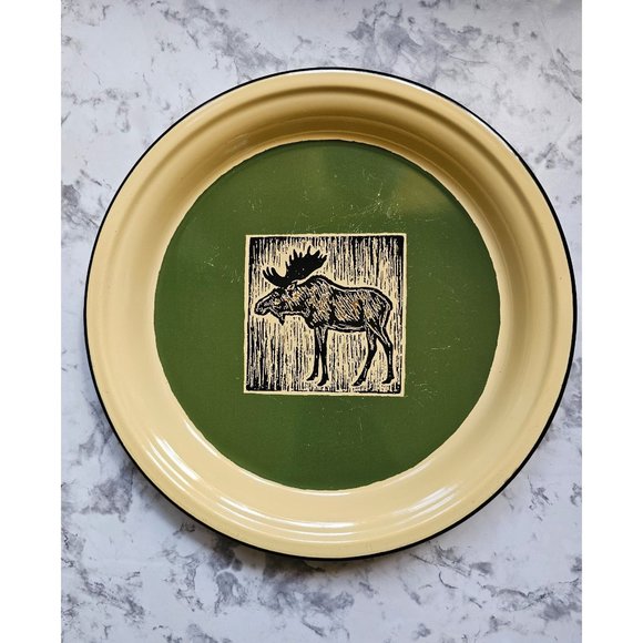 Vintage Midwest Importers Cannon Falls Enamelware Plate With Moose 12.5" - Picture 1 of 6